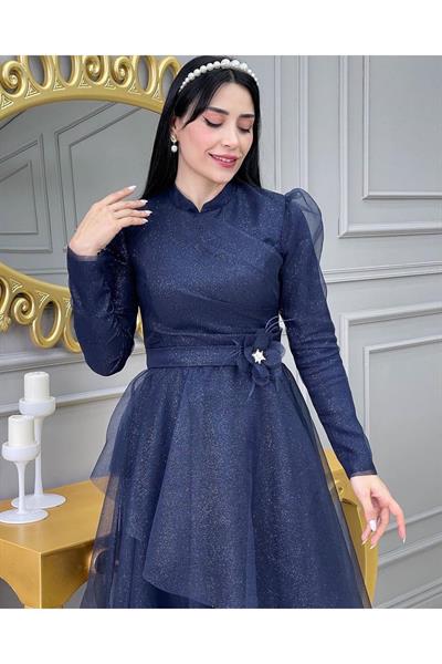 Simli Prenses Abiye 01150 Lacivert