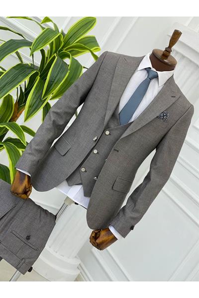 Slimfit Kesim Takım Elbise 1357 Gri