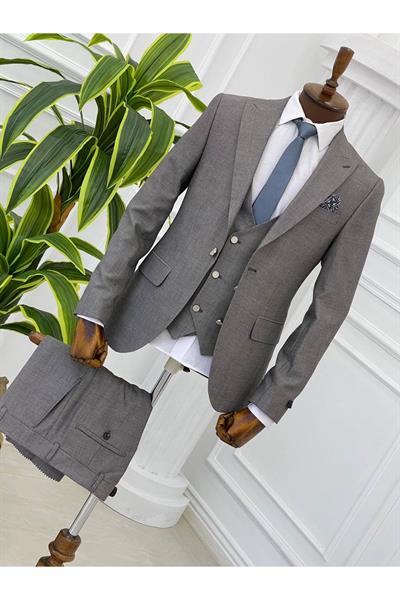 Slimfit Kesim Takım Elbise 1357 Gri