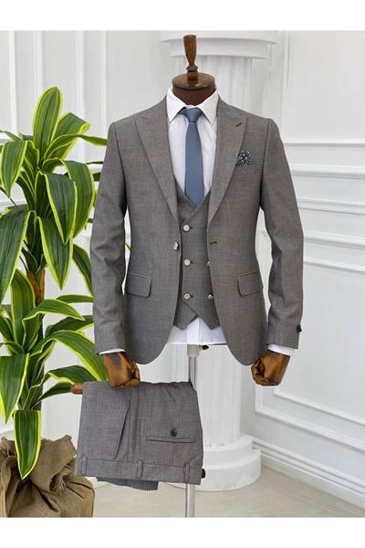 Slimfit Kesim Takım Elbise 1357 Gri