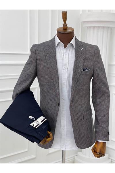 Slimfit Kesim Tek Ceket 430 Koyu Kahve