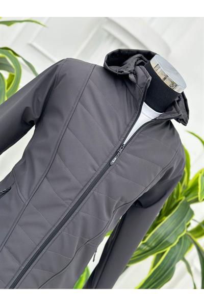 Sofjel Kapşonlu Elyaf Dikimli Mont 7245 T-24 Antrasit