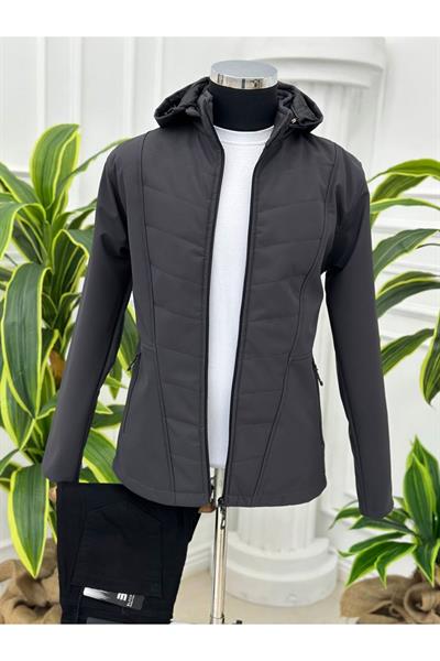 Sofjel Kapşonlu Elyaf Dikimli Mont 7245 T-24 Antrasit