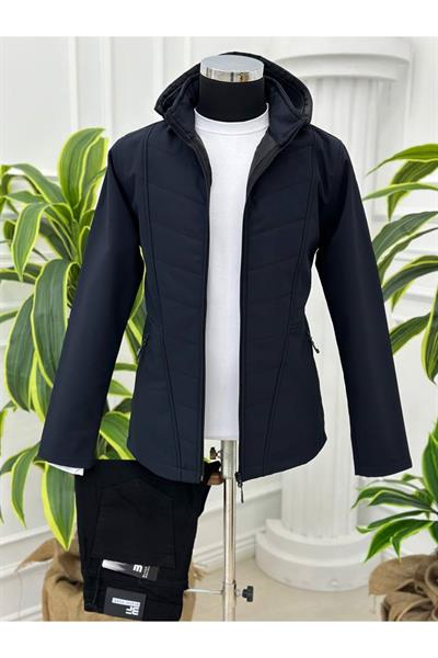 Sofjel Kapşonlu Elyaf Dikimli Mont 7245 T-24 Lacivert