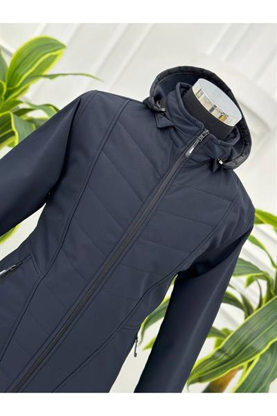 Sofjel Kapşonlu Elyaf Dikimli Mont 7245 T-24 Lacivert