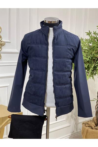 Sofjel nubuk çift nakış  mont Lacivert