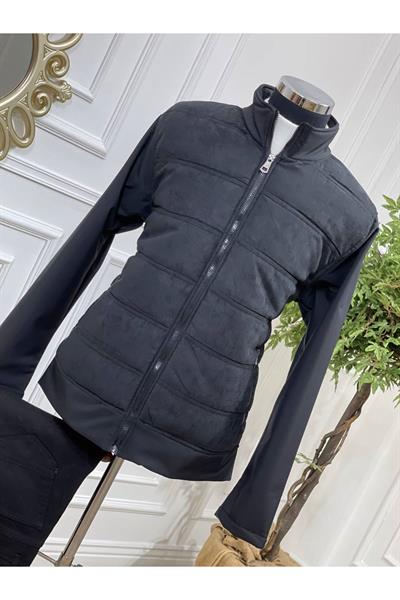 Sofjel nubuk çift nakış  mont Siyah