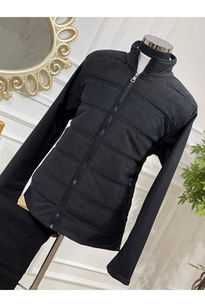 Sofjel nubuk çift nakış  mont Siyah