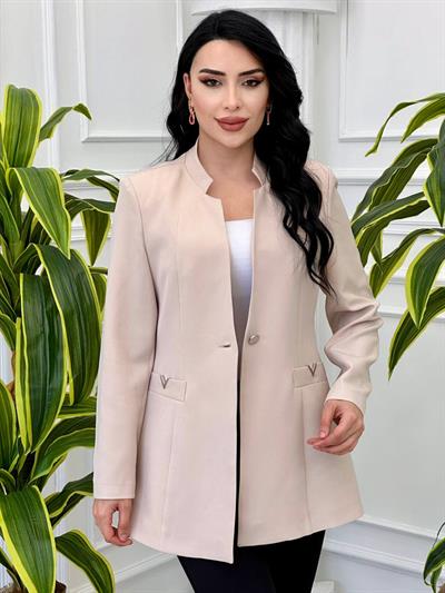 Spor Büyük Beden Tek Ceket T-24 8013 Bej