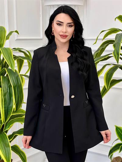 Spor Büyük Beden Tek Ceket T-24 8013 Siyah