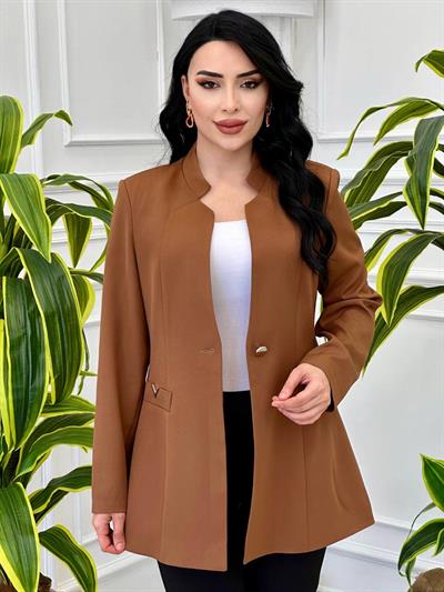 Spor Büyük Beden Tek Ceket T-24 8013 Taba