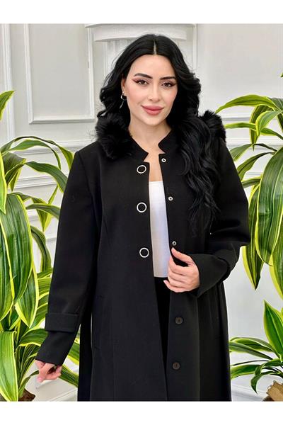 Spor Petek Kaşe Kaban 7359 Siyah