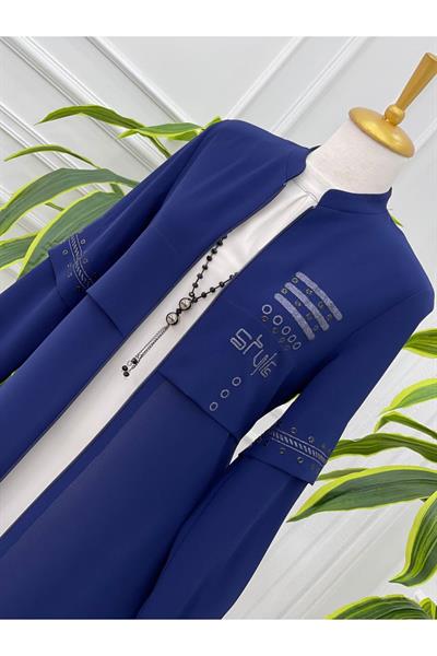 Style Baskı Pardesü 4077 Saks