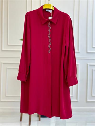 Su Taşı Polo Tunik 5447 t025 Kırmızı