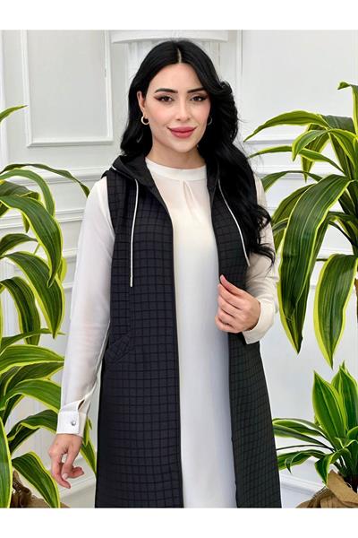 Taş Bağcıklı Kapitone Yelek  843 Siyah