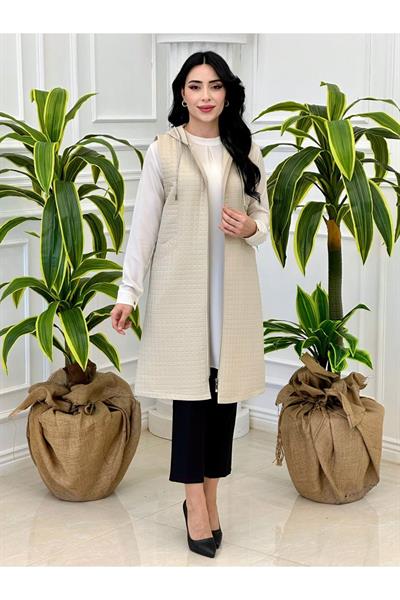 Taş Bağcıklı Kapitone Yelek  843 Taş