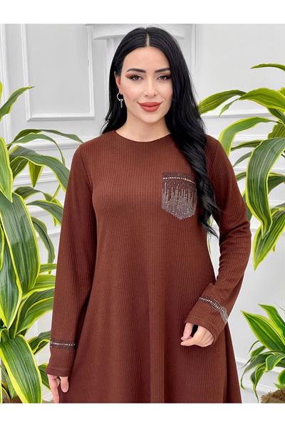 Taş Detay İkili Takım 817 Kahverengi