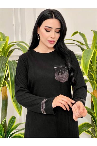 Taş Detay İkili Takım 817 Siyah