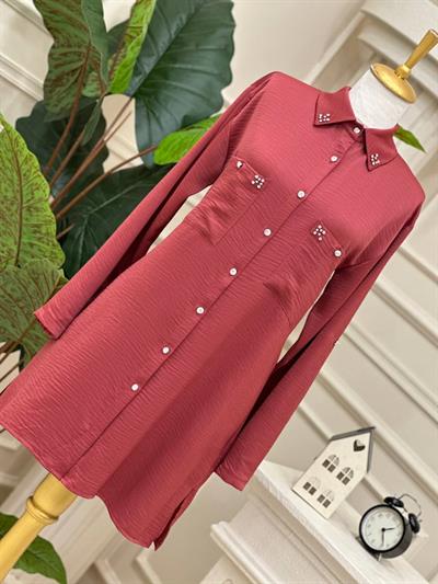 Taş Detay Spor Gömlek 24028 T-24 Bordo