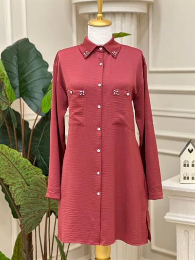 Taş Detay Spor Gömlek 24028 T-24 Bordo