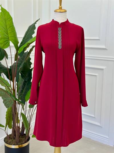 Taş Detay Tunik 741 Bordo