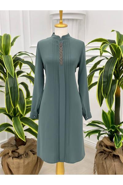 Taş Detay Tunik 741 Mint yeşili