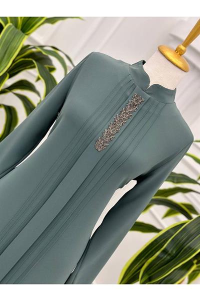 Taş Detay Tunik 741 Mint yeşili