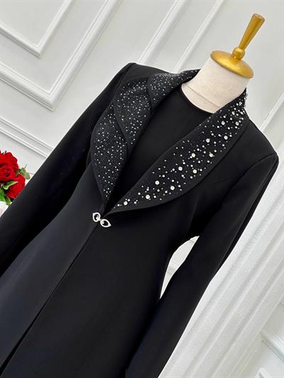 Taş İşleme Abaya İkili  Takım 4113 t-24 Siyah