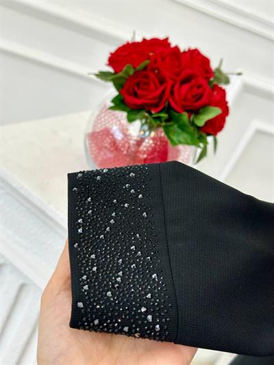 Taş İşleme Abaya İkili  Takım 4113 t-24 Siyah