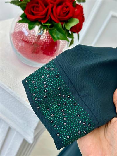 Taş İşleme Abaya İkili  Takım 4113 t-24 Zümrüt Yeşil