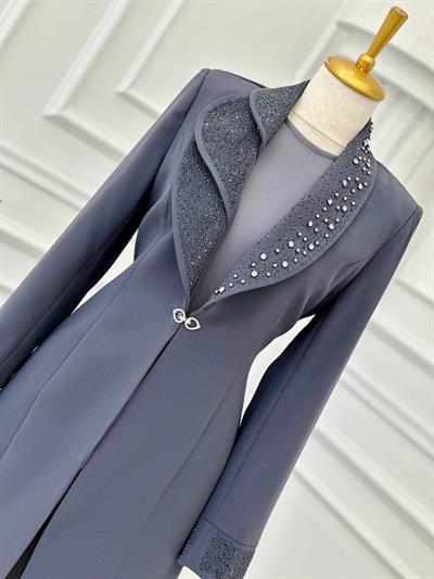 Taş İşleme Abaya İkili  Takım 4113 t-24 Gri