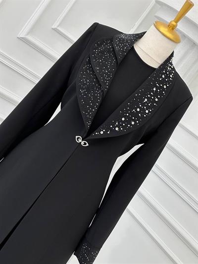 Taş İşleme Abaya İkili  Takım 4113 t-24 Siyah