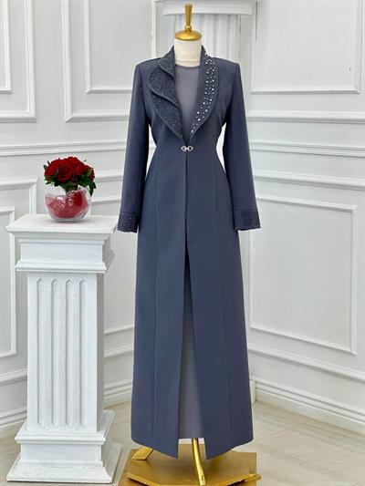 Taş İşleme Abaya İkili  Takım 4113 t-24 Gri