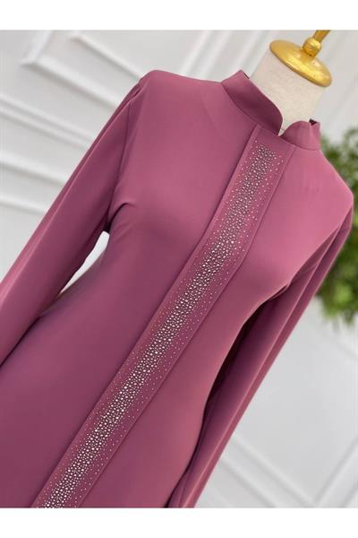 Taş İşleme Büyük Beden Tunik 5236 Rose