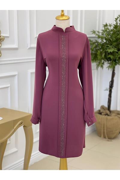 Taş İşleme Büyük Beden Tunik 5236 Rose