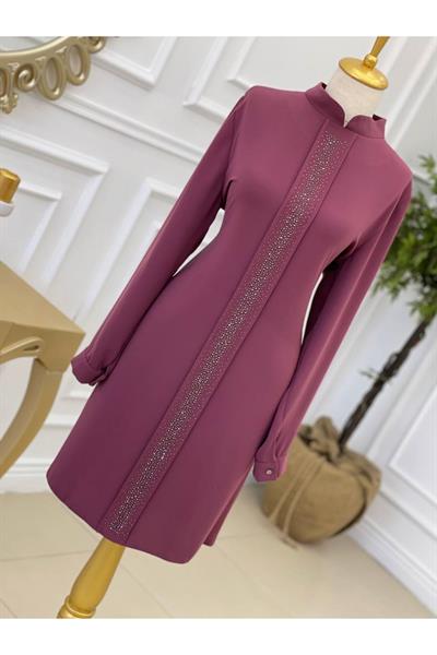 Taş İşleme Büyük Beden Tunik 5236 Rose