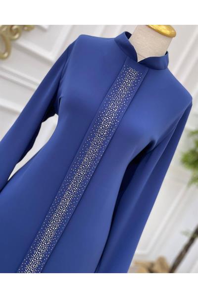 Taş İşleme Büyük Beden Tunik 5236 Saks