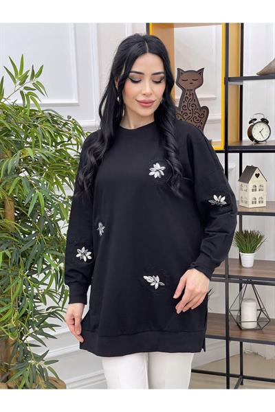 Taş İşleme Sweat 10225 Siyah