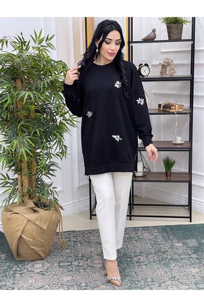 Taş İşleme Sweat 10225 Siyah