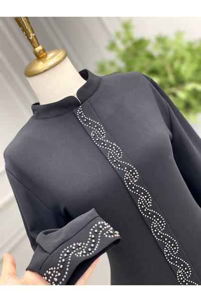 Taş İşleme Tunik 5219 Siyah