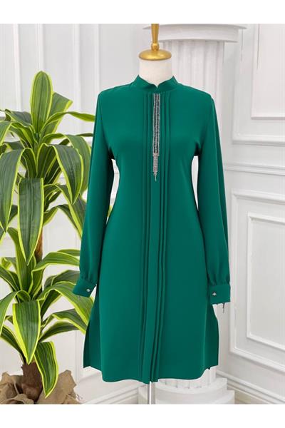 Taş Pile Detay Tunik 2008 Benetton Yeşili