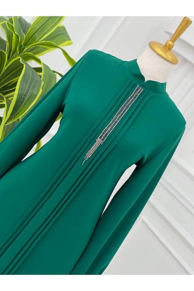 Taş Pile Detay Tunik 2008 Benetton Yeşili