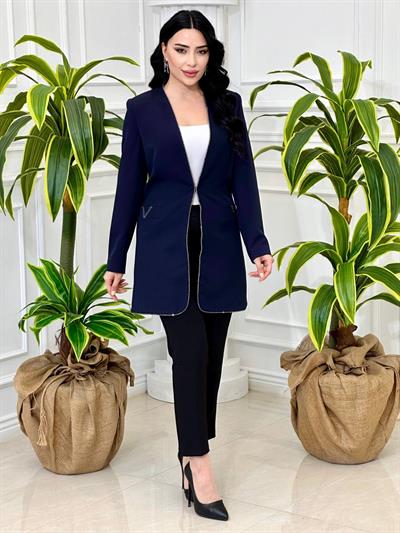 Taş Şerit Biyeli Ceket 8008 T-24 Lacivert