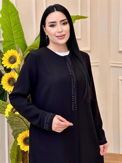 Taşlı Battal Pardesü 8209 p025 Siyah