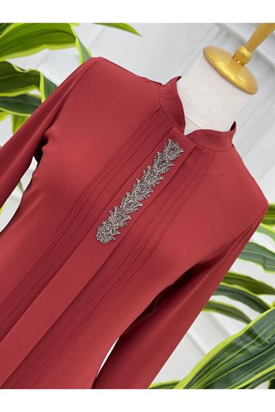 Taşlı Kısa Gömlek 769 Rose