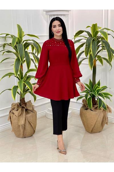 Taşlı Tunik 123 Kırmızı