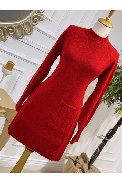 Tek Cep Yumoş Tunik 7093 Kırmızı
