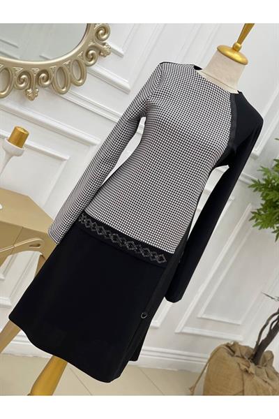 Tek Kol Ekose Tunik 708 Siyah