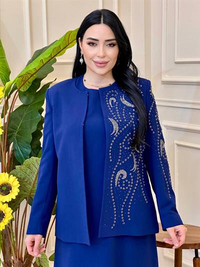 Tek Taraf İşleme Ceketli Takım 4121 T-25 Saks
