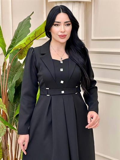 Toka Detay Cepli Elbise 0422 t-24 Siyah